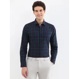 Allen Solly Navy Cotton Slim fit Checks Shirts-picture-42