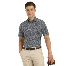 Allen Solly Navy Cotton Slim fit Floral Shirt-picture-10