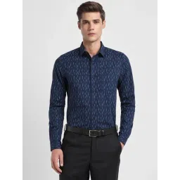 Allen Solly Navy Cotton Slim Fit Printed Shirt-picture-10