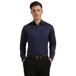 Allen Solly Navy Cotton Slim Fit Printed Shirt-picture-19