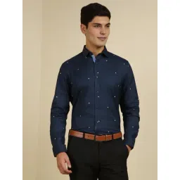 Allen Solly Navy Cotton Slim Fit Printed Shirt-picture-20