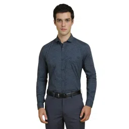 Allen Solly Navy Cotton Slim Fit Printed Shirt-picture-12