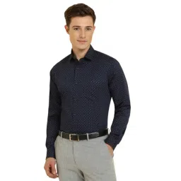 Allen Solly Navy Cotton Slim Fit Printed Shirt-picture-23