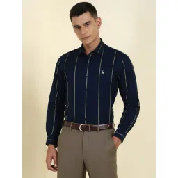Allen Solly Navy Cotton Slim Fit Striped Shirt-picture-26