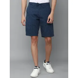 Allen Solly Navy Cotton Slim Fit Striped Shorts-picture-10