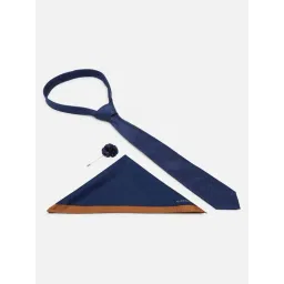 Allen Solly Navy Embroidered Tie with Pocket Square & Lapel Pin-picture-32