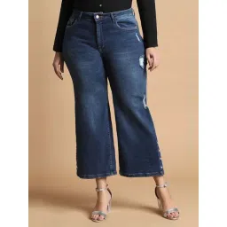 Allen Solly Navy Mid Rise Flared Jeans-picture-20