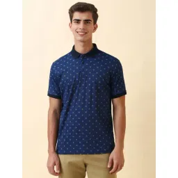Allen Solly Navy Regular Fit Printed Polo T-Shirt-picture-46