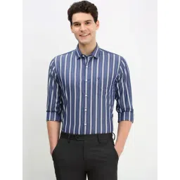 Allen Solly Navy Slim Fit Striped Shirt-picture-18