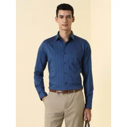 Allen Solly Navy Slim Fit Striped Shirt-picture-10