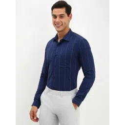 Allen Solly Navy Slim Fit Striped Shirt image 3