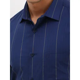 Allen Solly Navy Slim Fit Striped Shirt image 4
