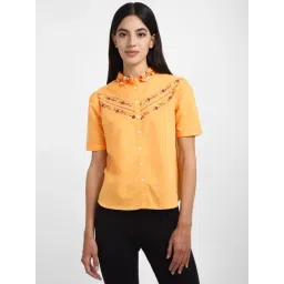 Allen Solly Orange Cotton Embroidered Shirt-picture-40