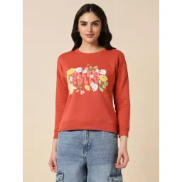Allen Solly Orange Floral Print Sweatshirt-picture-48