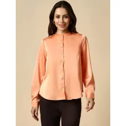 Allen Solly Peach Plain Shirt-picture-23