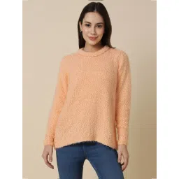 Allen Solly Peach Self Pattern Sweater-picture-22