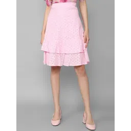 Allen Solly Pink Cotton Self Pattern A-Line Skirt-picture-21