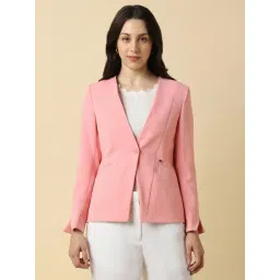 Allen Solly Pink Polyester Solid Blazer-picture-15