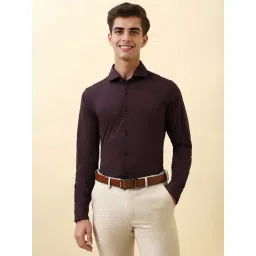 Allen Solly Purple Cotton Polyblend Slim Fit Solid Shirt-picture-24