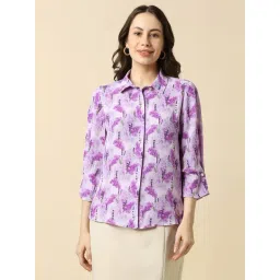 Allen Solly Purple Regular Fit Printed Shirt-picture-16