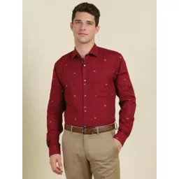 Allen Solly Red Cotton Slim Fit Embroidered Shirt-picture-48