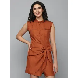 Allen Solly Rust A-Line Dress-picture-25