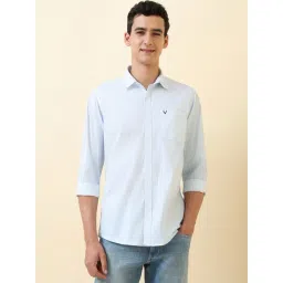 Allen Solly Sky Blue Cotton Regular Fit Striped Shirt-picture-34