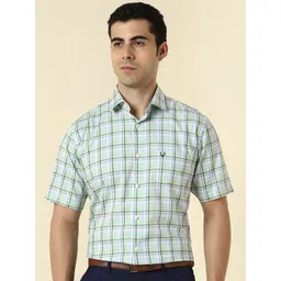 Allen Solly Slim Fit Checked Spread Collar Formal Cotton Shirt-picture-41