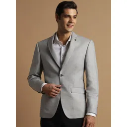 Allen Solly Slim Fit Notched Lapel Collar Single-Breasted Cotton Linen Formal Blazer-picture-28