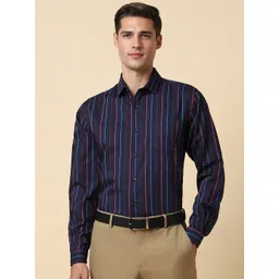 Allen Solly Slim Fit Vertical Striped Spread Collar Cotton Lyocell Formal Shirt-picture-33