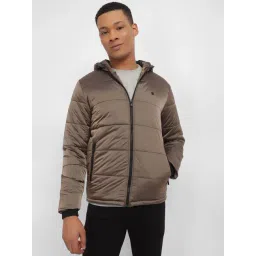 Allen Solly Steel Brown Regular Fit Quilted Hooded Jacket-picture-27