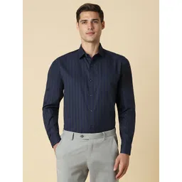 Allen Solly Striped Spread Collar Curved Cotton Slim Fit Formal Shirt-picture-40