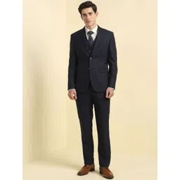 Allen Solly Textured 3-Pc Slim Fit Single Breasted Notched Collar Formal Suit-image-8