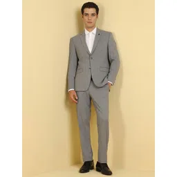 Allen Solly Textured Slim Fit Single-Breasted Two-Piece Formal Suit-image-13