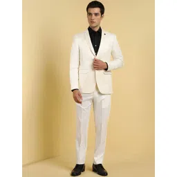 Allen Solly Textured Slim Fit Single-Breasted Two Piece Party Suit-image-19