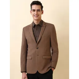 Allen Solly Textured Super Slim-Fit Notched Lapel Single-Breasted Blazer-image-5