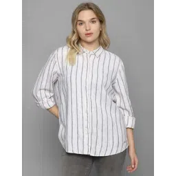Allen Solly White & Grey Striped Shirt-picture-26
