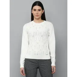 Allen Solly White Cotton Embellished Sweater-picture-12