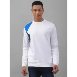 Allen Solly White Cotton Regular Fit Colour Block Sweatshirt-picture-41