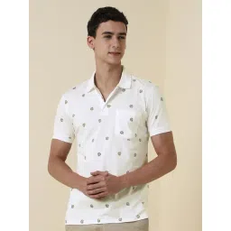 Allen Solly White Cotton Regular Fit Printed Polo T-Shirt-picture-16