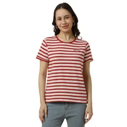 Allen Solly White Cotton Regular Fit Striped T-Shirt-picture-23