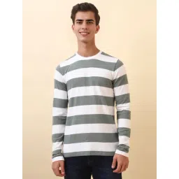 Allen Solly White Cotton Regular Fit Striped T-Shirt-picture-40