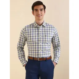 Allen Solly White Cotton Slim Fit Checks Shirt-picture-15