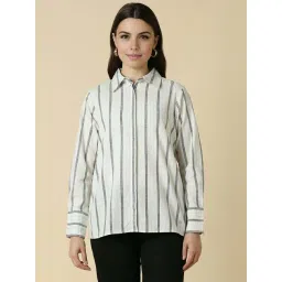 Allen Solly White Cotton Striped Shirt-picture-36