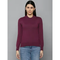 Allen Solly Wine Cotton Solid Sweater-picture-36