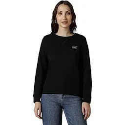 allen solly Women Black Solid Round Neck Sweatshirt-picture-42