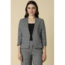 allen solly Women Checkered Single Breasted Formal Blazer-picture-24