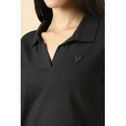Allen Solly Women Cotton Classic Fit Solid Polo Without Button image 3