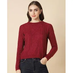 allen solly Women Knitted Pullover with Ribbed-Hem-picture-11