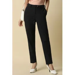 allen solly Women Regular Fit Black Polyester Trousers-picture-13